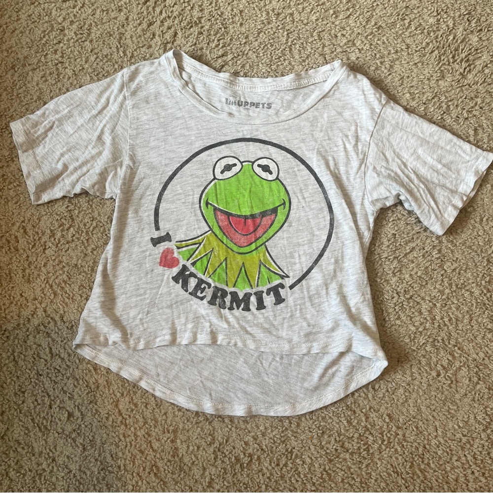 XS WOMEN'S Crop Top The Muppets I Heart Love Kermit the Frog Shirt Cropped